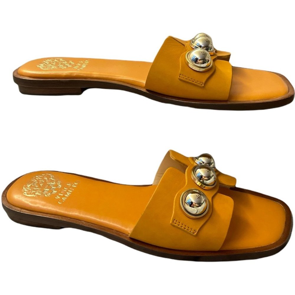 Women’s Sandals Size 8M Vince Camuto Neima Slide Sandal Brown Leather Upper